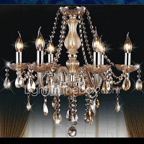 6 Lights,Modern Crystal Chandelier In Cognac Color Metal & Glass 2016
