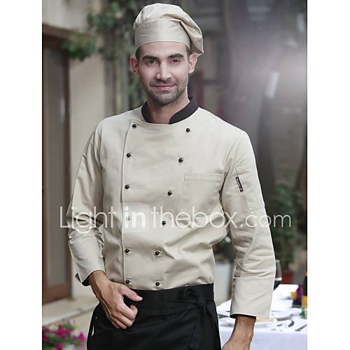 Restaurant Uniforms Khaki 3/4 Sleeve Chef Coats with DoubleBreasted