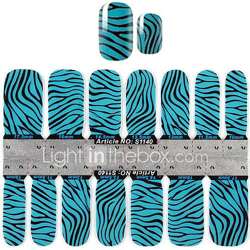 YeManNvYou®2x14PCS Blue Zebra Design Nail Art Stickers S1140 1612916