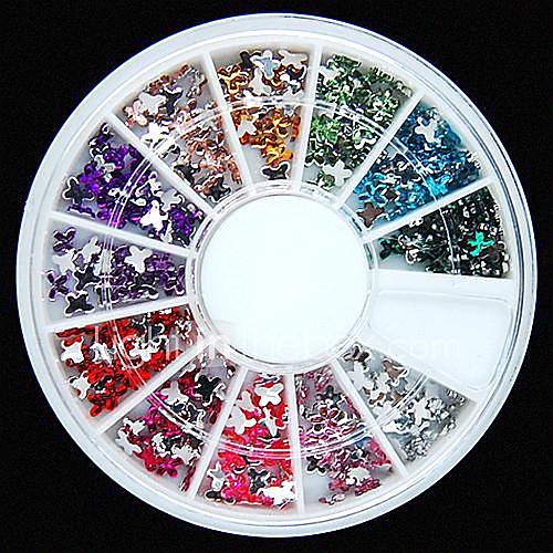 600pcs de forme de papillon strass ongles acryliques de roue art de la décoration