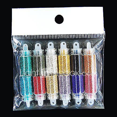 12colors bouteille de minuscules perles nail art décoration couleur aléatoire
