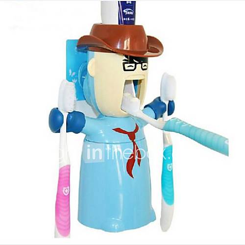 Love Warrior Multifunction Squeeze Toothpaste Toothbrush Holder Dispenser,Plastic Set 3 Pcs Random Color
