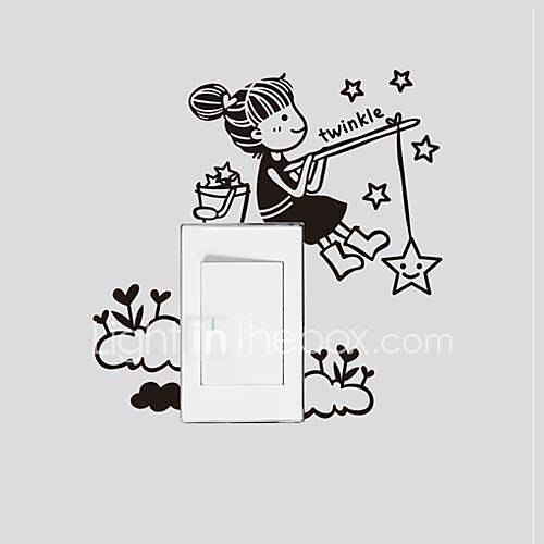 Wall Stickers Wall Decals, Modern The little girl to catch stars PVC