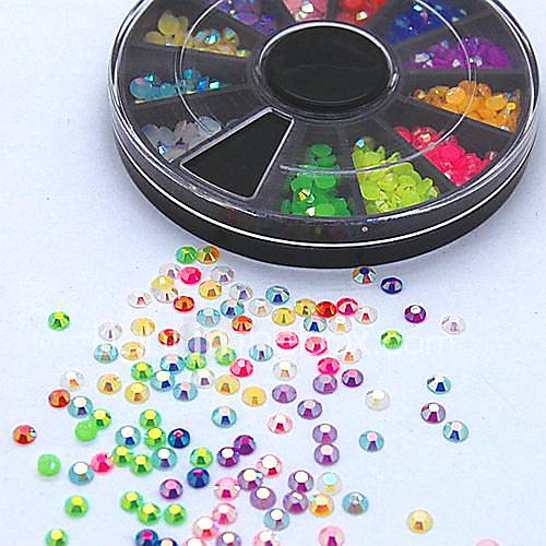 500pcs mélange couleur bonbon ab strass acrylique nail art de la roue de décoration