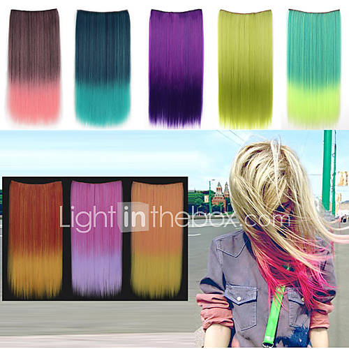 24 pouces long clip synthétique droite dans les extensions de cheveux avec 5 clips - 8 couleurs disponibles