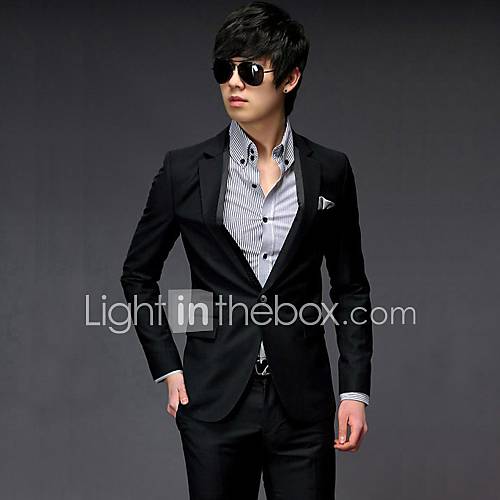 CAIHUA™ Men's High-End Slim Black Two-Piece Suit  (Trousers  Coat)