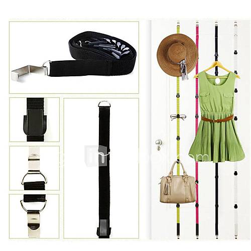 Over Door Adjustable Straps Hanger Hat Bag Clothes Rack Holder