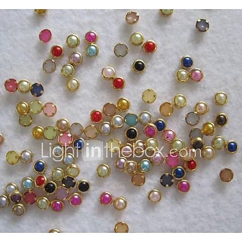 50pcs 4mm coloré perle métal lipping décorations nail art