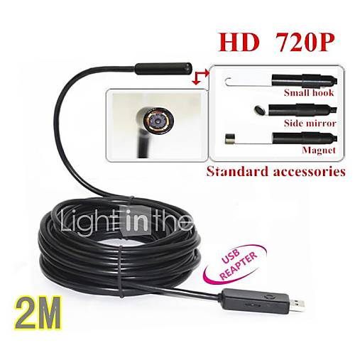 720p hd usb endoscope endoscope serpent mini-lentille de 10mm 4 LED IP67 étanche inspection caméra endoscope 2m