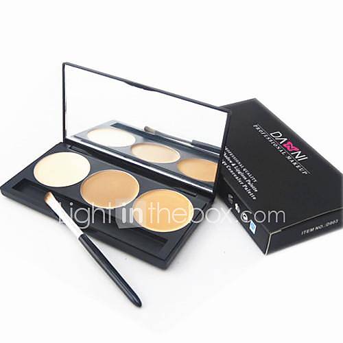 3 Color 5in1 Professional Concealer/Foundation/Blusher/Bronzer Makeup Cosmetic Palette with Mirror&Brush Set