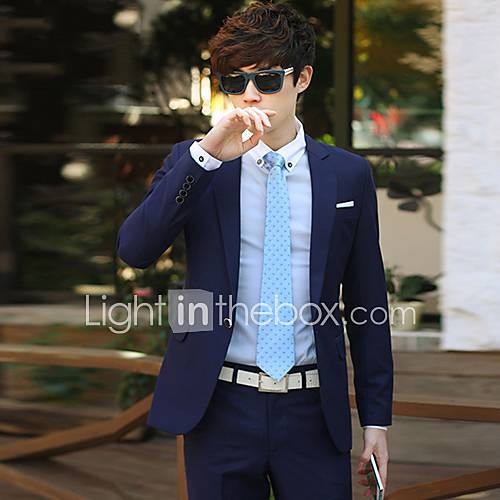 Men's Business Slim Solid Color Long Sleeve Suits(Blazer And Pants)