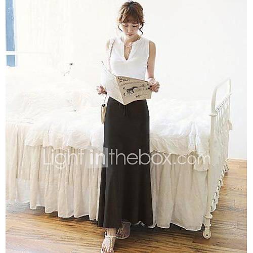 Women's Korean Wild Cotton Slim Package Hip High Waist Side Slit Strap Skirts