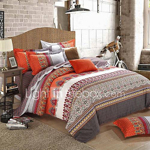 H&C ® Thicken Cotton Sanded Fabric Duvet Cover Set 4 Pieces Stripe and