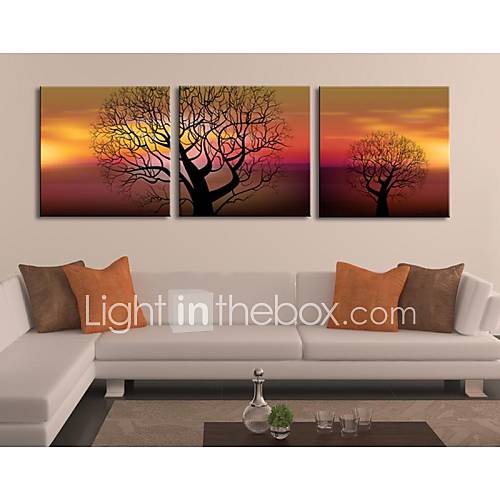 toile personnalisée imprimer l'arbre dans le jeu de peinture sur toile 30x30cm 40x40cm 60x60cm coucher du soleil encadrée de 3