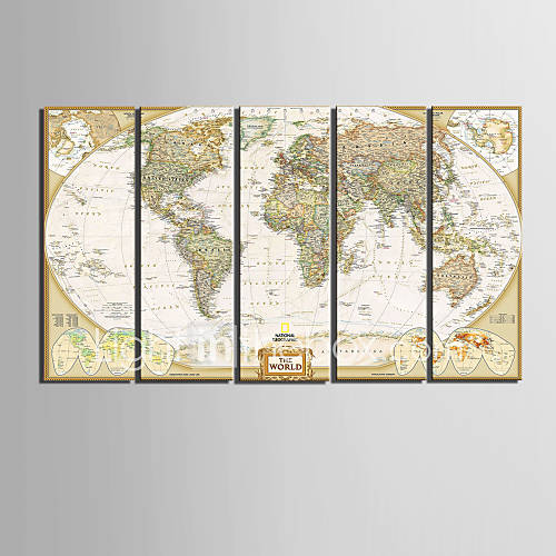 Stretched Canvas Art World Map Set Of 5 1452329 2017 – $82.99