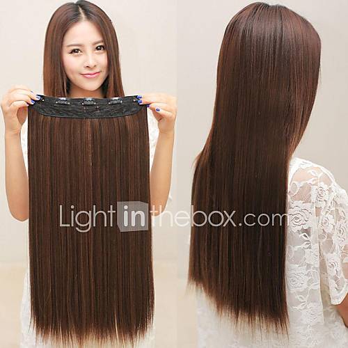Long Straight Synthetic and Clip in Hair Extension with 5 clips(More Colors)