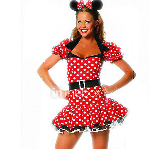 Sexy Minnie Mouse Red Polyester Womens Halloween Party Costume 1341693