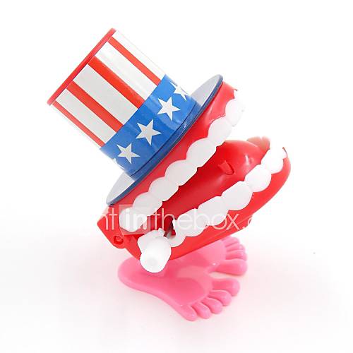 Funny Jump Jump Teeth Wear Hat Dolls Wind-up Toys (Red)
