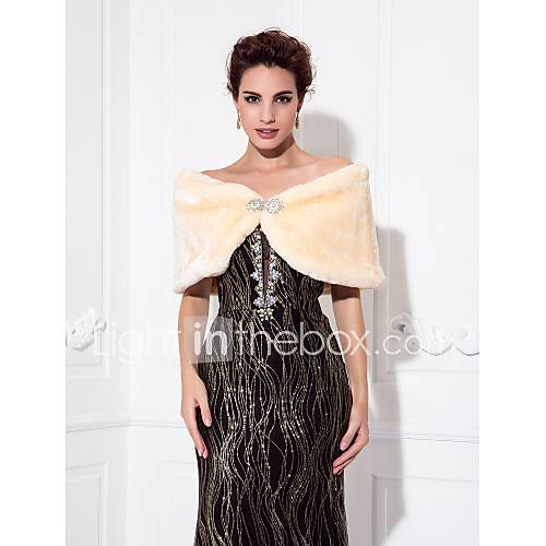 Fur Wraps / Wedding Wraps Shrugs Long Sleeve Faux Fur White / Pearl