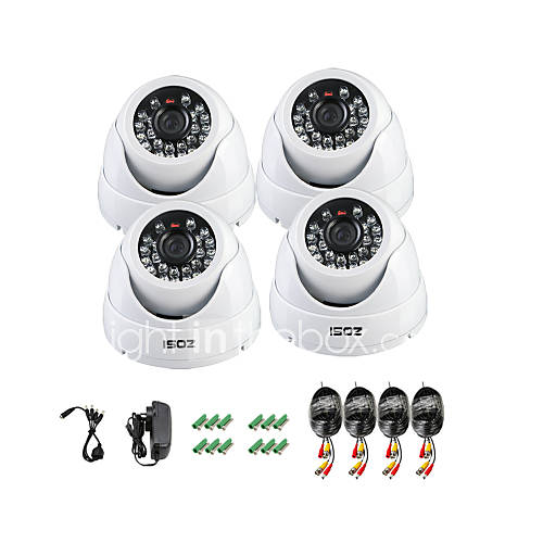 ZOSI 4 pcs Camera Kit 800TVL IR Cut Waterproof Outdoor Day Night CCTV Seurity Dome Camera