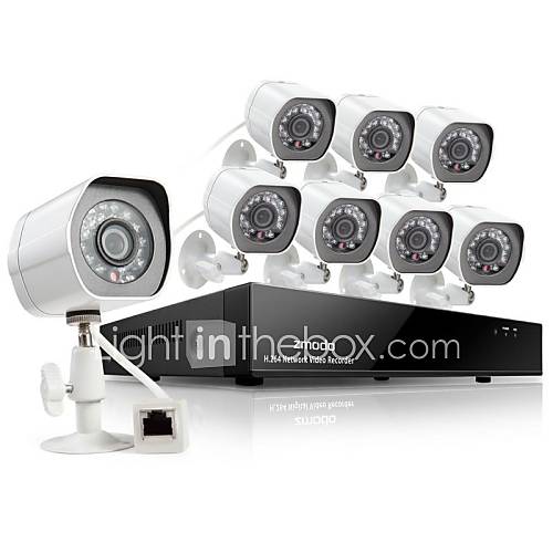 Zmodo  8 Channel 720P HD NVR System with 8 Outdoor IP Cameras