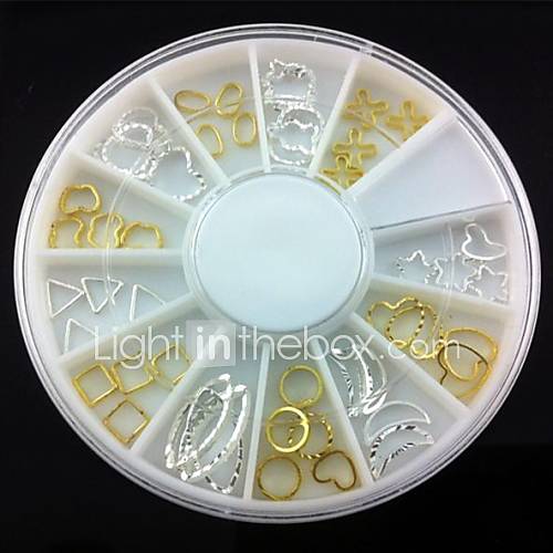 48pcs modèle mixs d'or&métal argenté art cercle des ongles décorations