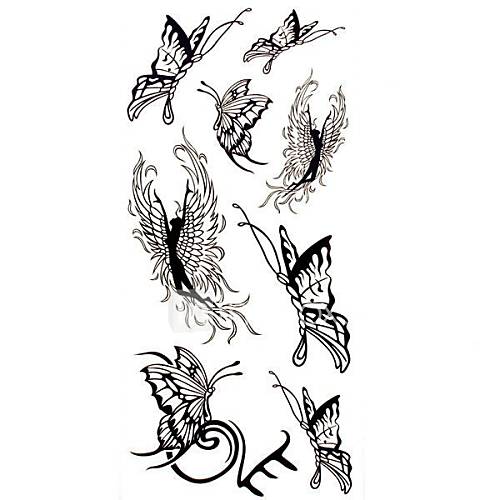 1pc Black Butterfly Angel Waterproof Tattoo Sample Mold Temporary Tattoos Sticker for Body Art(18.5cm8.5cm)