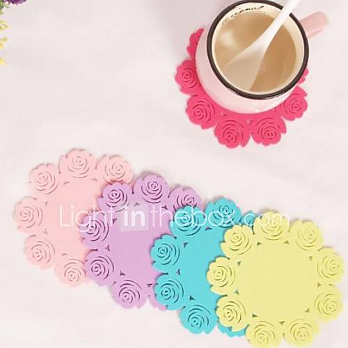 Rose Shaped Silicone Cup Mat Heat Resistant to High Temperature Prevent Slippery 4