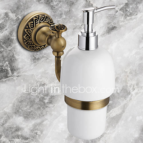 Soap Dispenser Antique Bronze Wall Mounted 18*19cm(7.08*7.48inch) Brass