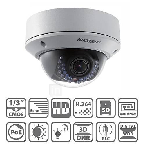 Hikvision DS-2cd2732f-est appareil photo 3.0MP IP66 anti-vandalisme réseau ir dôme avec objectif à focale variable 2,8-12mm
