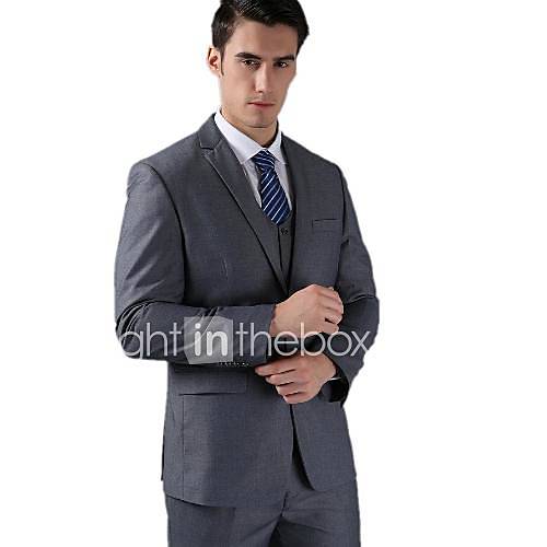 Men's Formal Wedding Suit Two Button Dark Gray Slim Casual Men Business Suits Jacket (Coat  Vest  Pants)