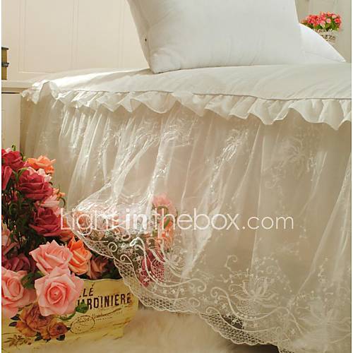 FADFAY2014 New White Lace Embroidery Bed Skirt Korean Lace Ruffles