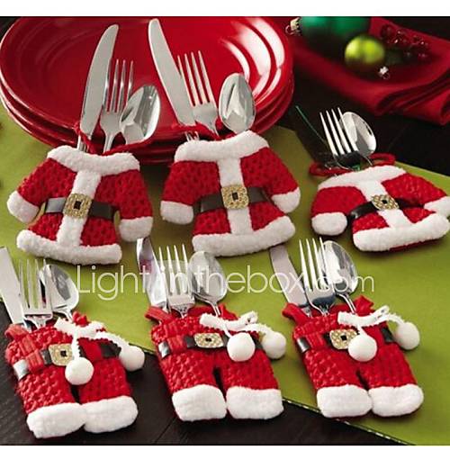 Image de 6 Pcs/Set Christmas Santa Silverware Holders Pockets Dinner Decor