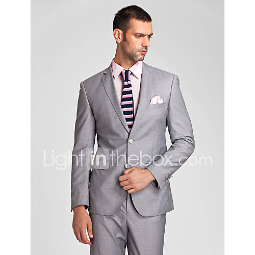 Gray Polyester Tailorde Fit Two-Piece Suit