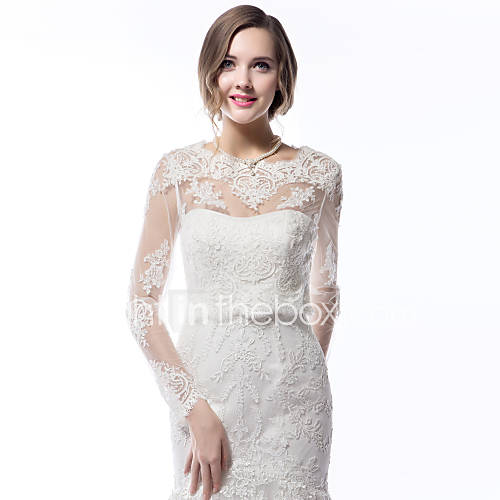 Envolturas de boda Abrigos / Chaquetas Manga larga Encaje Marfil Boda Concha Mangas de encaje Aplicación Con encaje No Envolturas de boda Abrigos / Chaquetas Manga larga Encaje Marfil Boda Concha Mangas de encaje Aplicación Con encaje No