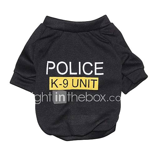 Image de Chat Chien Tee-shirt Noir VÃªtements pour Chien EtÃ© Lettre et chiffre Police/Militaire Mode