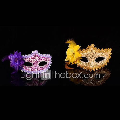 fleur panache plastique demi-masque masque de danse