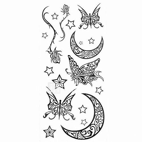1pc Moon and Star Waterproof Tattoo Pattern Temporary Tattoo Sticker for Body Art(18.5cm8.5cm)
