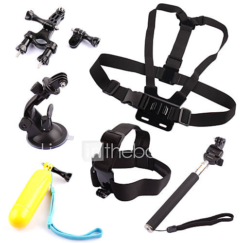 6 in 1 kit Chest Head StrapFloating Grip Handlebar Seatpost  Monopod Suction Cup For GoPro Hero 1 2 3 3