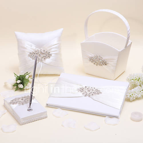 Elegant Collection Sets(Set Of Four , Pen Holder , Guest Book ,Flower Baskets , Ring Pillow is Included)