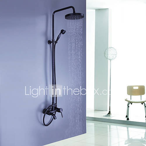 Image de Antique SystÃ¨me de douche Douche pluie Douchette inclue with Soupape cÃ©ramique 3 trous Mitigeur Trois trous for Bronze huilÃ© , Robinet