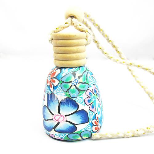 bouteilles d'huile voiture pendaison décorations ronde essentiels lebosh ™ argile polymère parfum pendentif (couleur aléatoire)