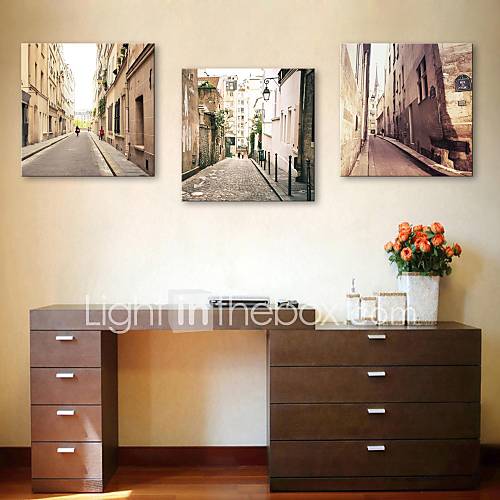 Personalized E-HOME Canvas Print City Alley 30x30cm 40x40cm 60x60cm Framed Canvas Painting Set of 3