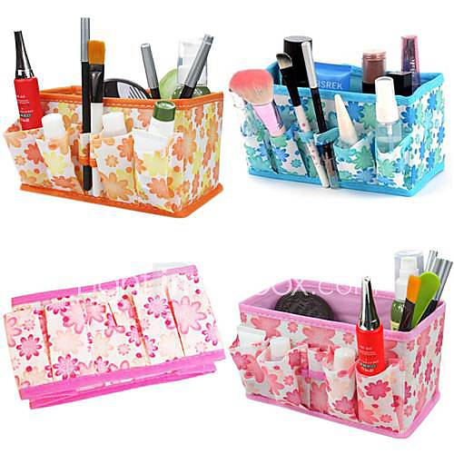 pliage motif de fleur cosmétiques quadrate support de stockage boîte pinceau de maquillage pot organisateur cosmétique (3 couleurs au choix)