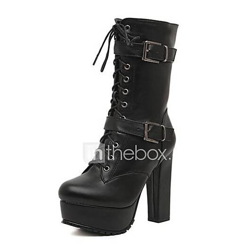 chunky mid heel boots