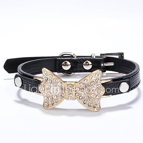 Image de Chat / Chien Colliers Strass Rouge / Noir / Bleu / Incanardin / Or / Argent / Rouge Rose Cuir PU