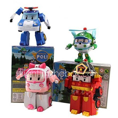 Robocar Poli  Joint Motion Action Figures Transforming Robot Toys (4pcs)