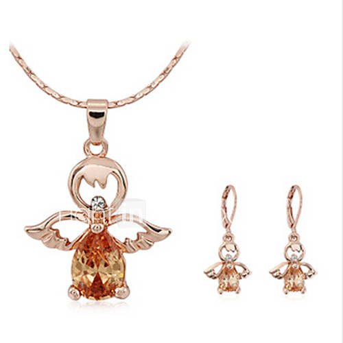 Weimei ailes de cristal tempérament de strass boucles d'oreilles collier de mode de l'élégance des costumes de femmes