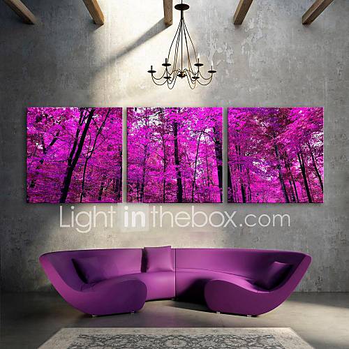 Personalized E-HOME Canvas Print Purple Trees 30x30cm 40x40cm 60x60cm Framed Canvas Painting Set of 3