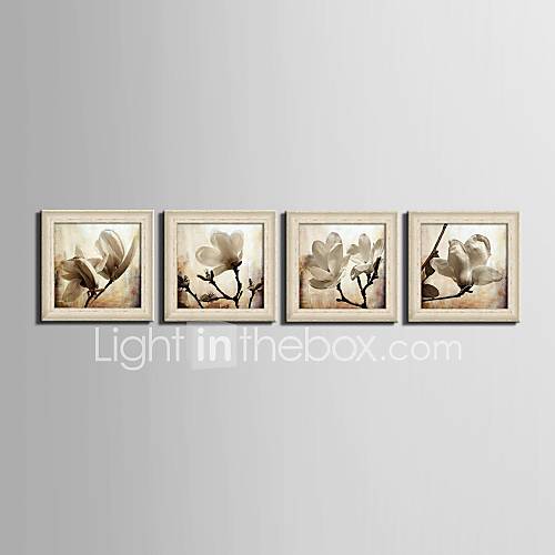 Floral/Botanical / Fantasy Framed Canvas / Framed Set Wall Art,PVC Material Beige No Mat With